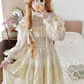 Ornate High Collar Lace Wedding Dresses Ivory Long Sleeve A-Line Bridal Dress C8753