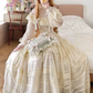 Ornate High Collar Lace Wedding Dresses Ivory Long Sleeve A-Line Bridal Dress C8753