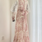 Romantic Long Sleeve Pink Prom Dress Lace Floral A-Line Evening Dress C8765