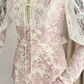 Romantic Long Sleeve Pink Prom Dress Lace Floral A-Line Evening Dress C8765