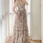 Robe de bal de princesse bustier à volants en satin long, robe de soirée C8117