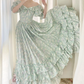Robe de bal de princesse bustier à volants en satin long, robe de soirée C8117