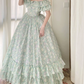 Robe de bal de princesse bustier à volants en satin long, robe de soirée C8117