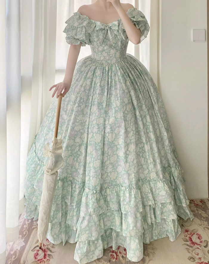 Robe de bal de princesse bustier à volants en satin long, robe de soirée C8117