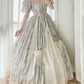 Trendy Short Sleeve Floral Ball Gown Bows Satin Sweet 16 Dresses C8770