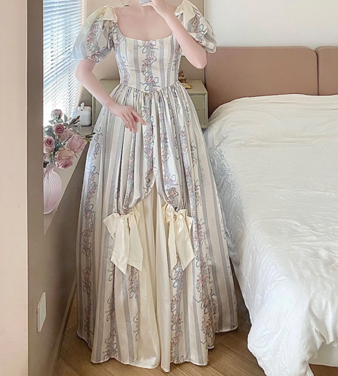 Trendy Short Sleeve Floral Ball Gown Bows Satin Sweet 16 Dresses C8770