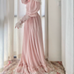 Adorable Long Sleeve Pink Prom Dress Lace A-Line Evening Dress C8776