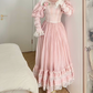 Adorable Long Sleeve Pink Prom Dress Lace A-Line Evening Dress C8776