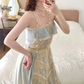 Robe de bal de princesse bustier à volants en satin long, robe de soirée C8117