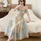 Robe de bal de princesse bustier à volants en satin long, robe de soirée C8117