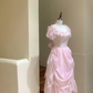 Cute Short Sleeve Pink Ball Gown Bows Ruffles Lace Sweet 16 Dresses C8780