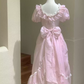 Cute Short Sleeve Pink Ball Gown Bows Ruffles Lace Sweet 16 Dresses C8780
