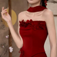Robe de bal de princesse bustier à volants en satin long, robe de soirée C8117