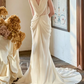 Graceful V Neck Ivory Prom Dress Beads Draped A-Line Evening Dress C8787