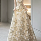 Robe de bal de princesse bustier à volants en satin long, robe de soirée C8117