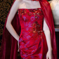 Robe de bal de princesse bustier à volants en satin long, robe de soirée C8117