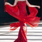 Robe de bal de princesse bustier à volants en satin long, robe de soirée C8117