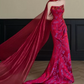 Robe de bal de princesse bustier à volants en satin long, robe de soirée C8117