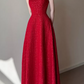 Attractive Spaghetti Straps Red Prom Dress Sequins Bow A-Line Evening Dress C8792
