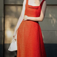 Attractive Spaghetti Straps Red Prom Dress Sequins Bow A-Line Evening Dress C8792