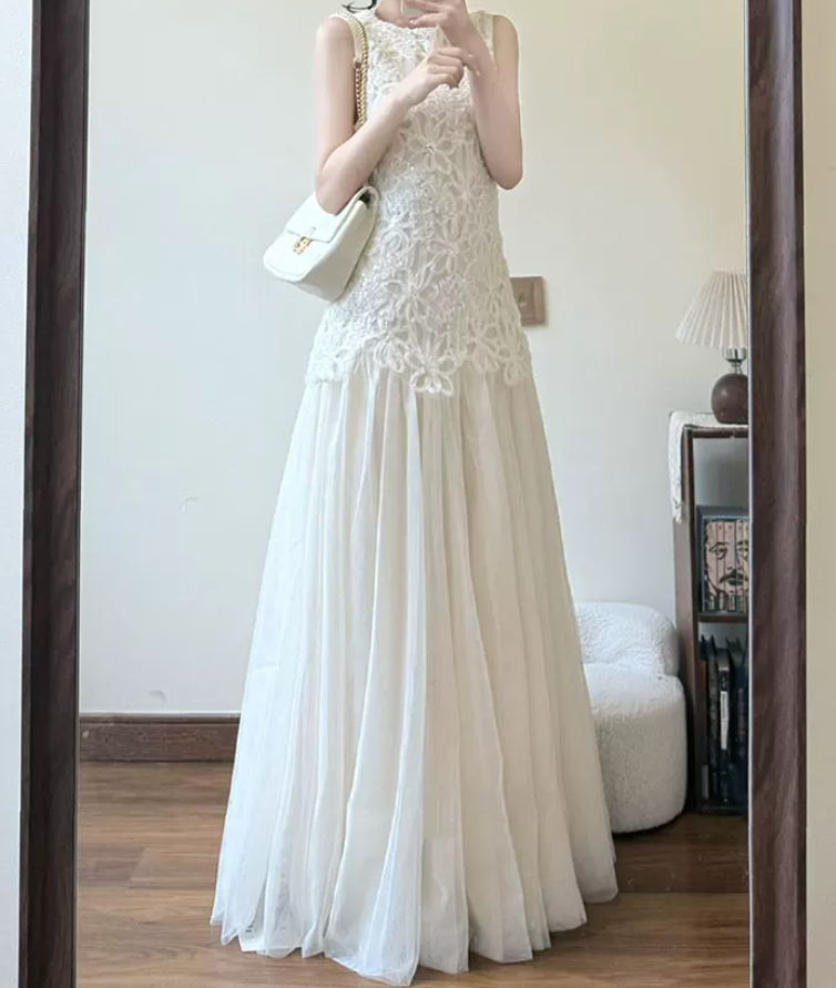 Robe de bal de princesse bustier à volants en satin long, robe de soirée C8117