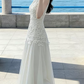 Robe de bal de princesse bustier à volants en satin long, robe de soirée C8117