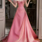 Sweet Strapless Pink Prom Dress Applique Satin A-Line Evening Dress C8795
