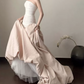 Elegant Strapless Beige Prom Dress Satin Mermaid Evening Dress C8796