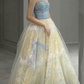 Robe de bal de princesse bustier à volants en satin long, robe de soirée C8117