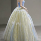 Robe de bal de princesse bustier à volants en satin long, robe de soirée C8117
