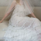 Elegant Spaghetti Straps White Prom Dress Tiered Sequins A-Line Evening Dress C8799
