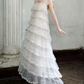 Elegant Spaghetti Straps White Prom Dress Tiered Sequins A-Line Evening Dress C8799