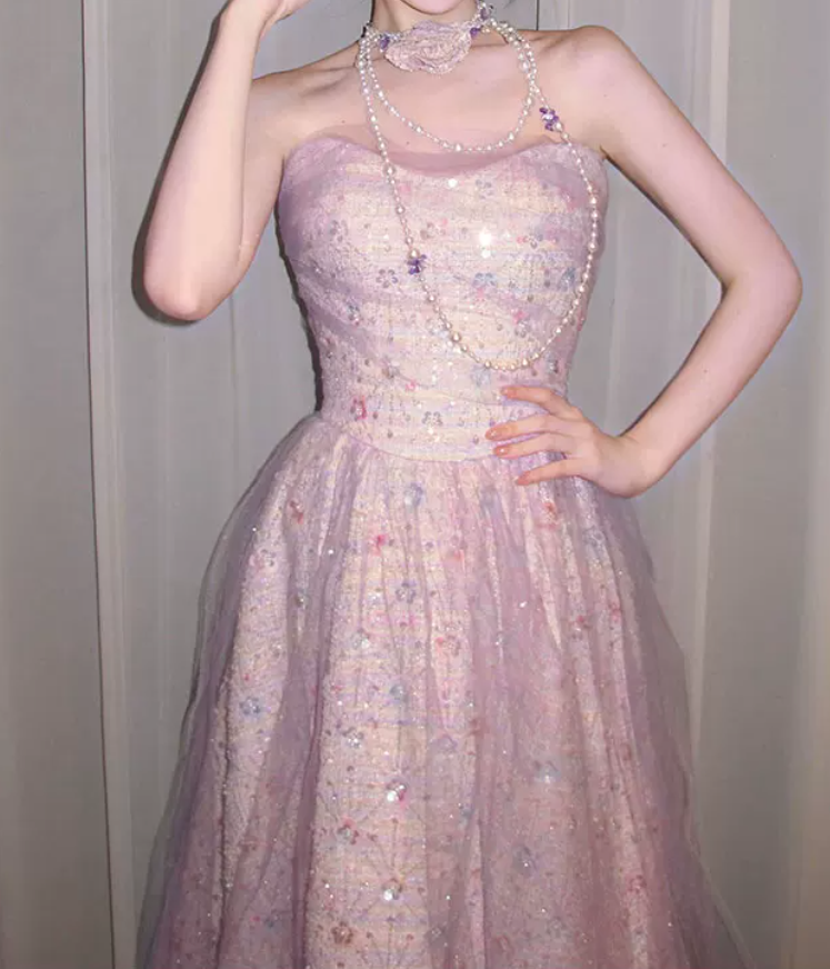 Robe de bal de princesse bustier à volants en satin long, robe de soirée C8117