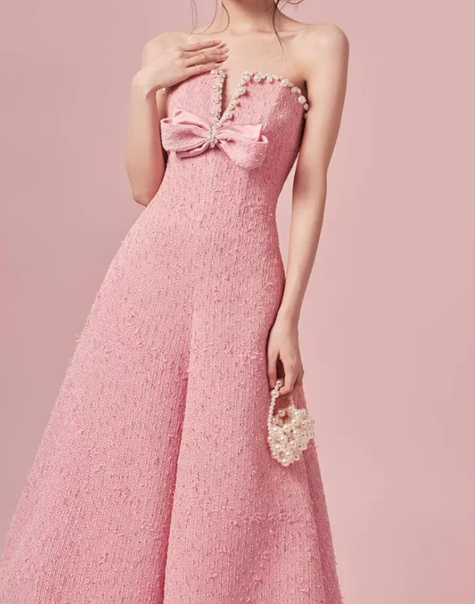 Robe de bal de princesse bustier à volants en satin long, robe de soirée C8117