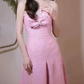 Robe de bal de princesse bustier à volants en satin long, robe de soirée C8117