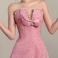 Robe de bal de princesse bustier à volants en satin long, robe de soirée C8117