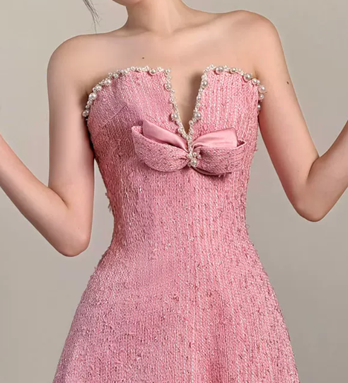 Robe de bal de princesse bustier à volants en satin long, robe de soirée C8117