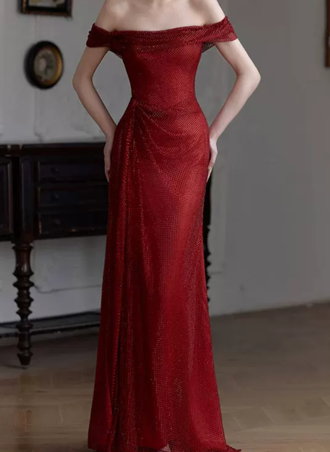 Robe de bal de princesse bustier à volants en satin long, robe de soirée C8117