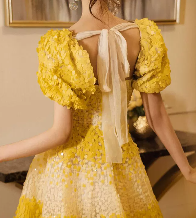 Robe de bal de princesse bustier à volants en satin long, robe de soirée C8117