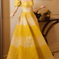 Robe de bal de princesse bustier à volants en satin long, robe de soirée C8117