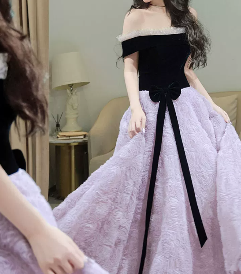 Robe de bal de princesse bustier à volants en satin long, robe de soirée C8117