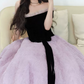 Robe de bal de princesse bustier à volants en satin long, robe de soirée C8117