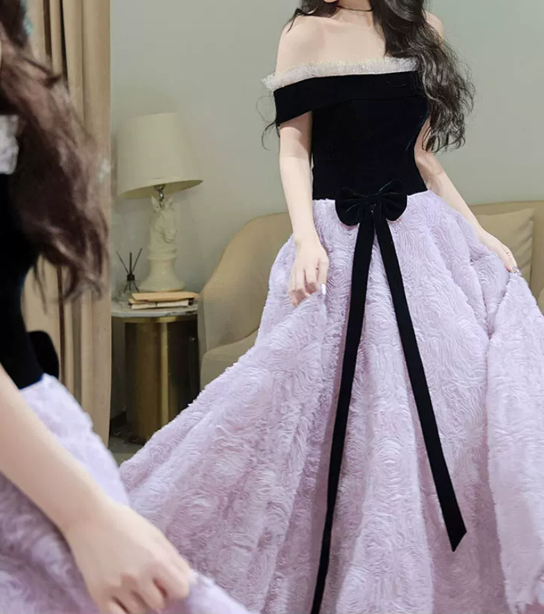 Robe de bal de princesse bustier à volants en satin long, robe de soirée C8117