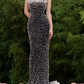 Glam Off-Shoulder Black Prom Dress Pearls Mermaid Evening Dress C8805