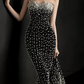 Glam Off-Shoulder Black Prom Dress Pearls Mermaid Evening Dress C8805