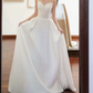 Glam Spaghetti Straps Wedding Dresses Satin A-Line Bridal Dress C8806