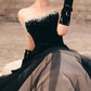 Robe de bal de princesse bustier à volants en satin long, robe de soirée C8117