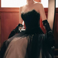 Robe de bal de princesse bustier à volants en satin long, robe de soirée C8117