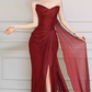 Robe de bal de princesse bustier à volants en satin long, robe de soirée C8117
