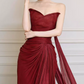 Robe de bal de princesse bustier à volants en satin long, robe de soirée C8117